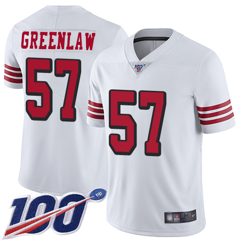 San Francisco 49ers Limited White Men Dre Greenlaw NFL Jersey 57 100th Season Rush Vapor Untouchable